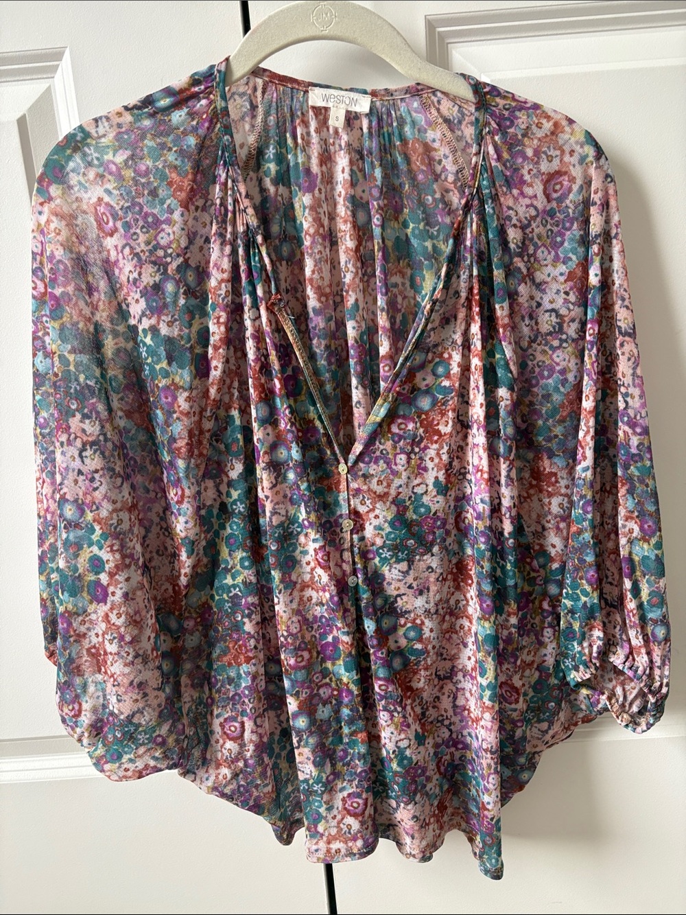 Mixed Floral V-Neck Blouse in Multi